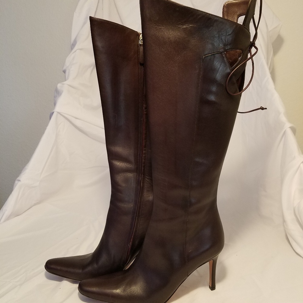Valentino Brown Tie Back Tall Boot sz 38 - Picture 3 of 6